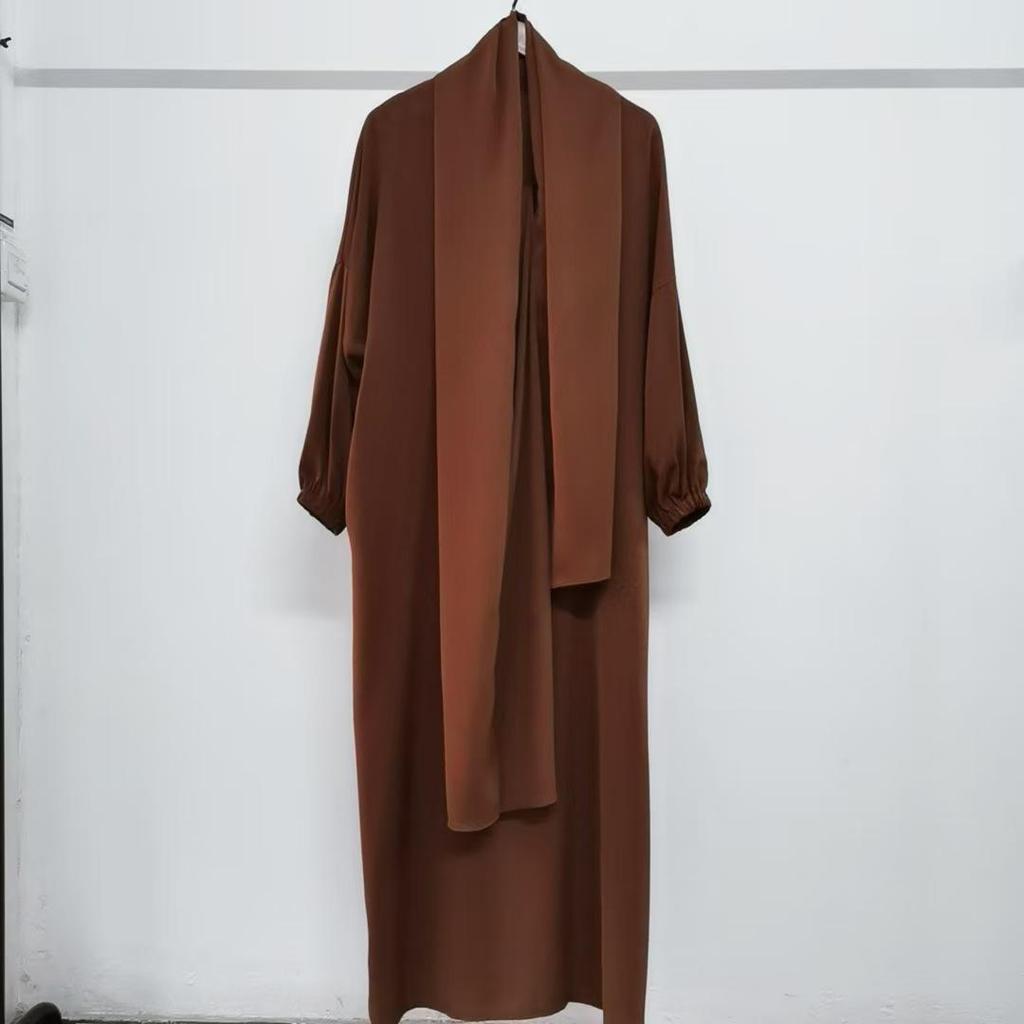 Yiduo Duo New Middle East Hijab Long Robe - Solid Color Simple Dress 21499