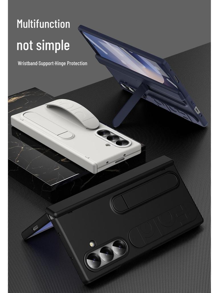 Samsung Z Fold7 Phone Case with Wristband, Pen Slot, Hinge Cover, and Screen Protection