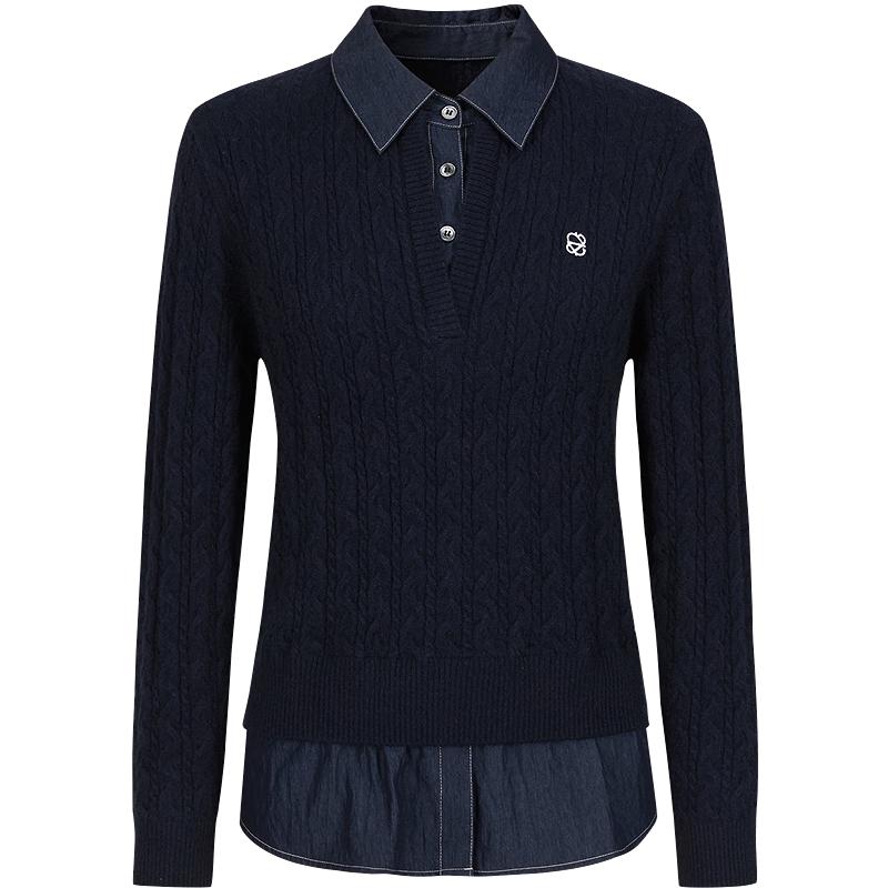 

JZ Annaco MIU Women s Faux Two-Piece Preppy Knit Sweater L