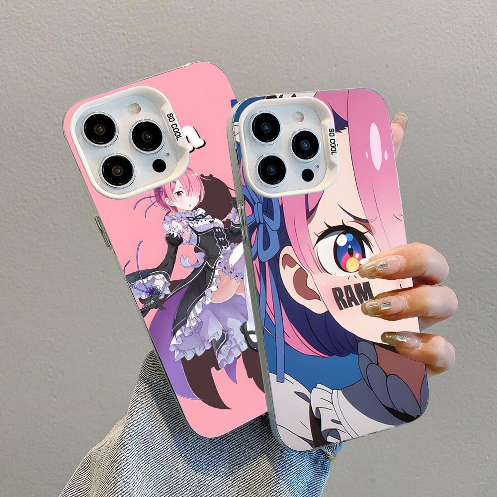 ReZero Ram Waifu Mobile Phone Case for iPhone 17 16 15 14 13 12 11 X XR XS 8 7 Air Pro Max Plus White Translucent Colorful Cover