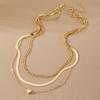 3pcs/Set European Style Elegant Layered Peach Heart Pendant Snake Chain Cuban Necklace for Women