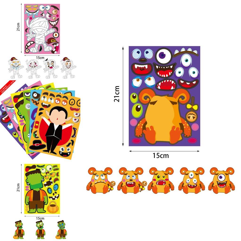 Colorful Xh061 Halloween Diy Pumpkin Puzzle Stickers For Kids Crafty Decor
