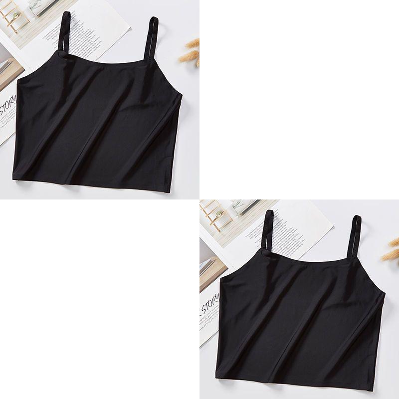 Atmungsaktives Sommer-Bustier für Mädchen aus Eis seide, nahtlos, mit Spaghettiträgern und Anti-Exposure-Bandeau