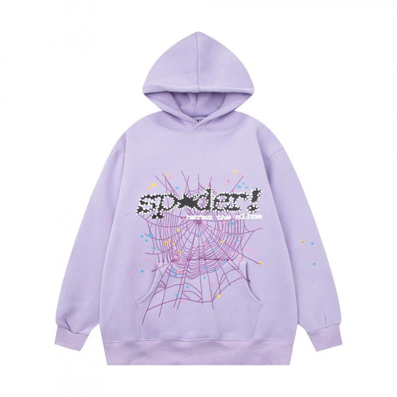 Sp5der Hoodie Unisex Oversized Cotton Pullover With Foil Letter Print Fall Casual Streetwear
