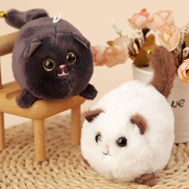 Cartoon Rotate Tail Plush Toy Cute Cat Rabbit Plush Toy Shakes Tail Pull Cord Can Move And Sound Plush Doll Pull Cord Keychain