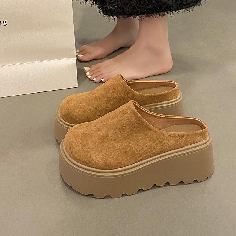 

Толстая подошва, увеличивающая рост, бархатная сумка на голову, полушлепанцы, женская обувь, новая осень-зима, на одном педале 40