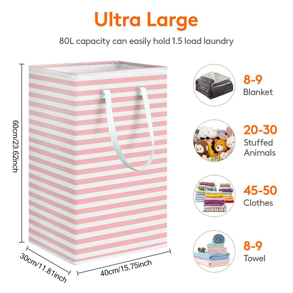75L Large Collapsible Laundry Baskets with Handle Household Clothes Storage Basket Dirty Laundry Toys Storage Organization