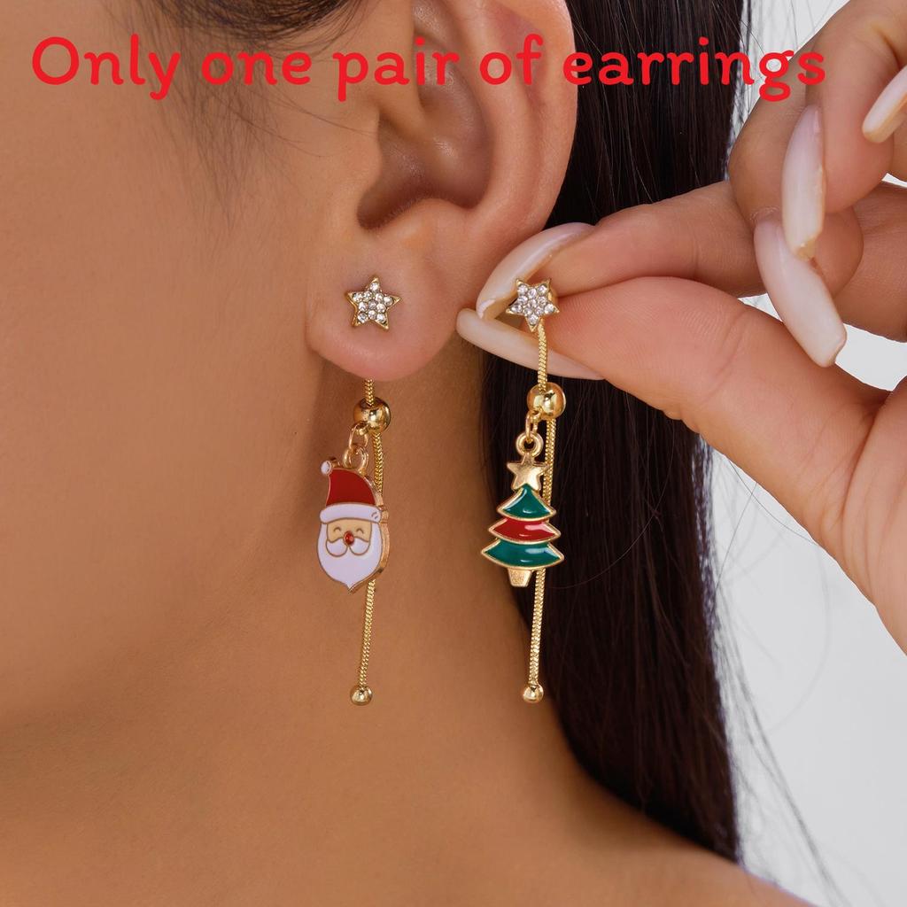 Fashion Christmas Earrings With Santa Claus And Bell Elements For Holiday Party Wear