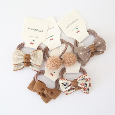 5Pairs/set Sweet Hair Band Girls Hair Ties Bows Elastic Rubber Band Flower Small Ball Scrunchies Baby Kids Hair Accessories