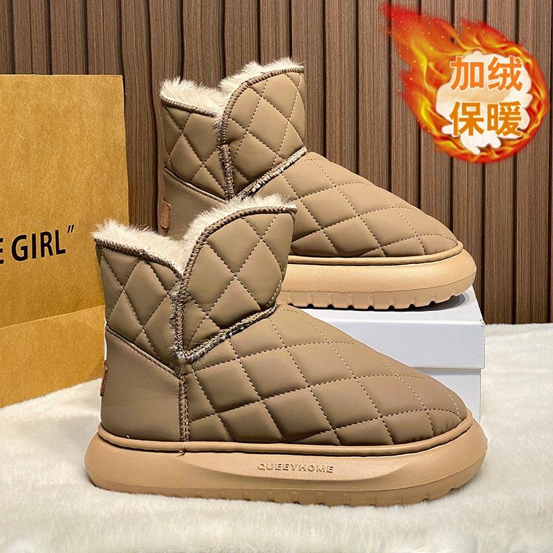 Thick-soled Snow Boots Women's New Winter Short Tube Versatile Thickened Velvet Warm Waterproof and Non-slip Cotton Shoes