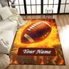 1PC Custom Name Football Fire Theme Floor Mat Ideal for Living Room, Game Rooms, Office, Bedroom, Office Floor Mat , Floor Mats for Home