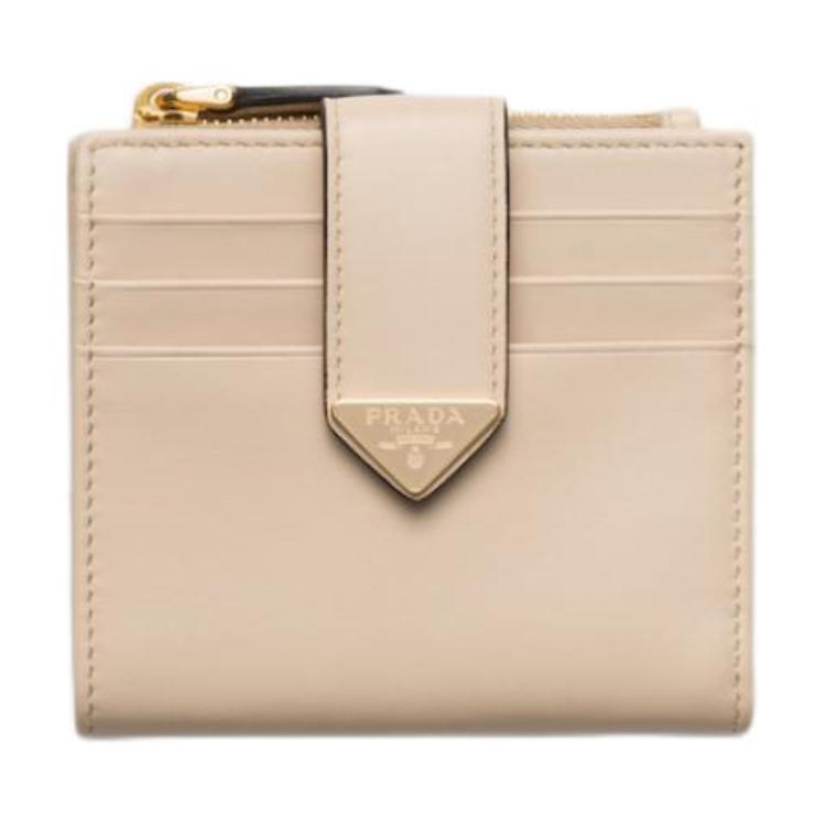 

Prada Enamel Metal Triangle Logo External Card Slot Leather Wallet Small Women wallet Beige 1ML047_2CNP_F0485 Box(Basic Set+Box)