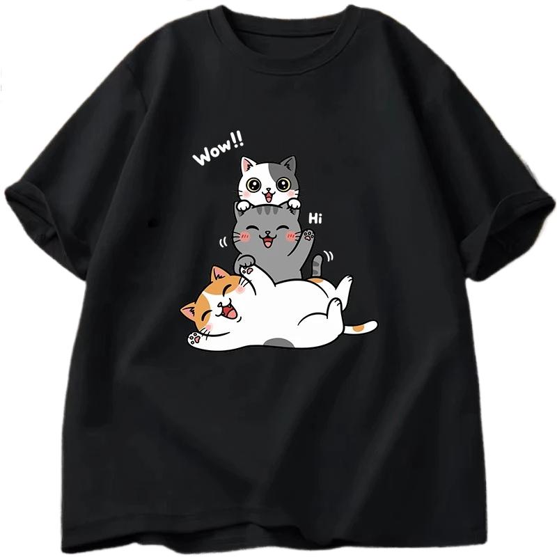 Funny Cute Cat Printing T Shirt Women TShirt Harajuku Tshirt Fashion Summer Tops Women Clothing Fashion Summer Streetwear Y2K S