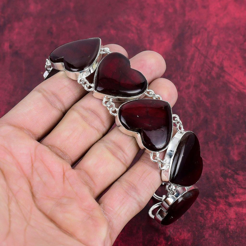 Roter Blitz Labradorit Edelstein Armband, 925 Massiver Sterling Silber Schmuck, Wunderschönes Schmuckarmband Mit Verstellbarer Kette Schmuck Für Sie