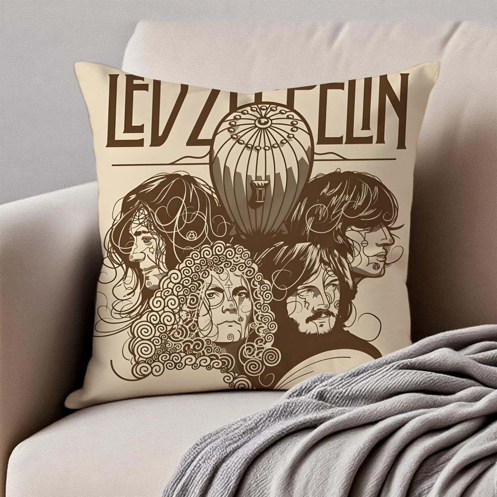 Rock British Rock Band Led Zeppelin Cushion Cover Pillowcase Antidustmite Invisible Zipper Short Plush Sofa Cushion