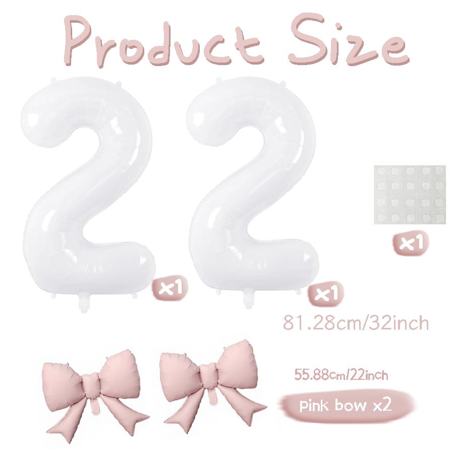 Number balloon set baby pink bow balloon ,white and pink balloon birthday proposal, weddingballoon decoration