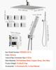Shower Faucet Set, 254 Mm Ceiling Mount Rainfall Shower System with 6 Body Jets and 2 In 1 Handheld Spray, Rotatable 3-Function Rain Head System Set,
