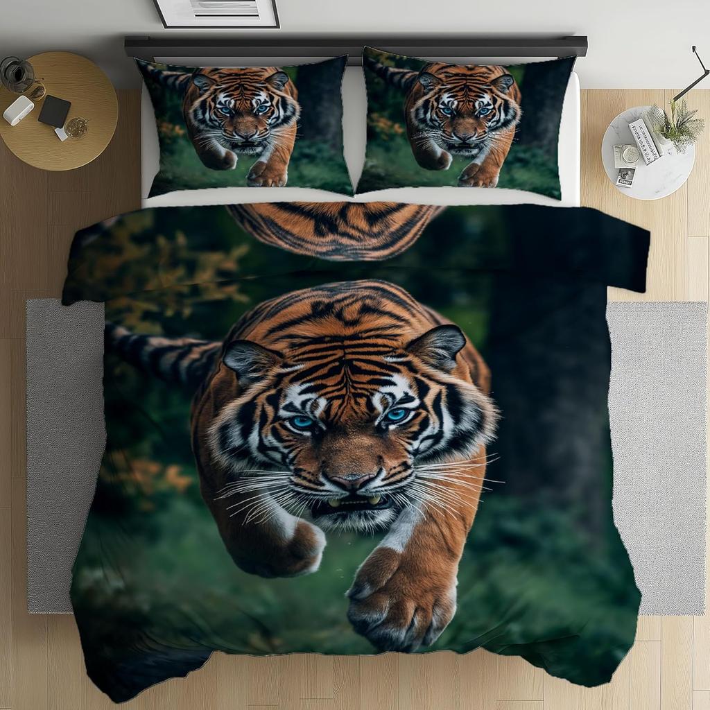 Kreskówkowe Zwierzęta Zestaw Pościeli Tygrys, Miękki Zestaw Pościeli z Mikrofibry, Uroczy Tygrys Dwustronna Pościel Poszwa na Kołdrę i Poszewka 75x50cm