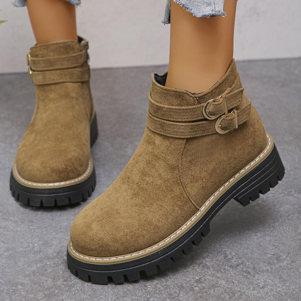 Winter Round Toe Comfortable Thick Sole Non Slip Casual Action Boots Fashionable New Suede Plus Size Horse Boots For Women