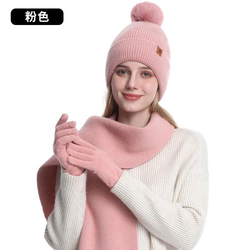 Womens Winter Warm Knit Hat Scarf Glove Set Alpaca Blend Thick Lined Ear Protection Accessory Cold Weather