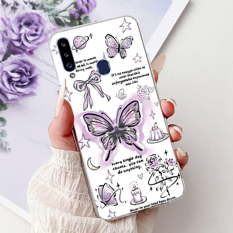 Case For Samsung Galaxy A20 A20e A20s Cover Fashion Flower Butterfly Soft Silicone Clear Bumper For Samsung A30 A 30 A 20 Covers