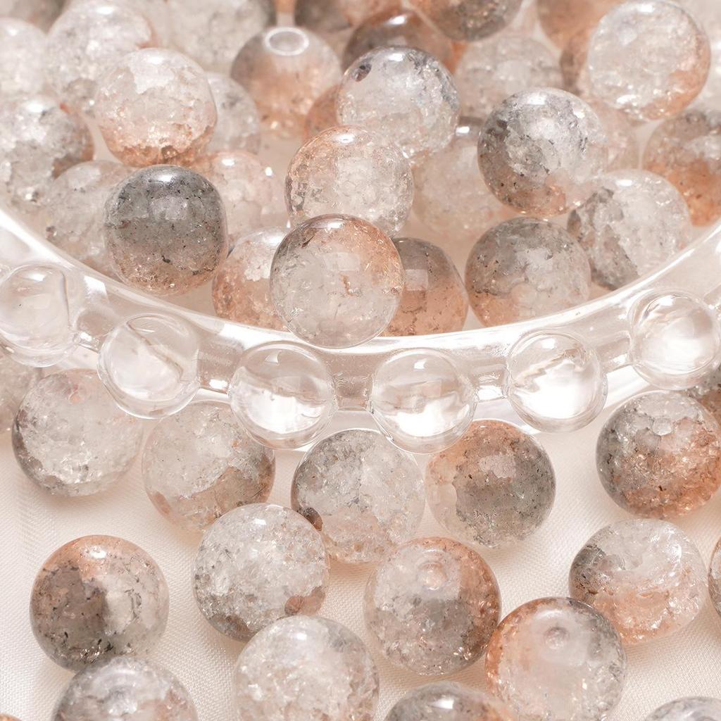 8-10mm Half-Sugar Bubble Glass Bead Bracelet - Handmade Round Loose Beads for Jewelry Making