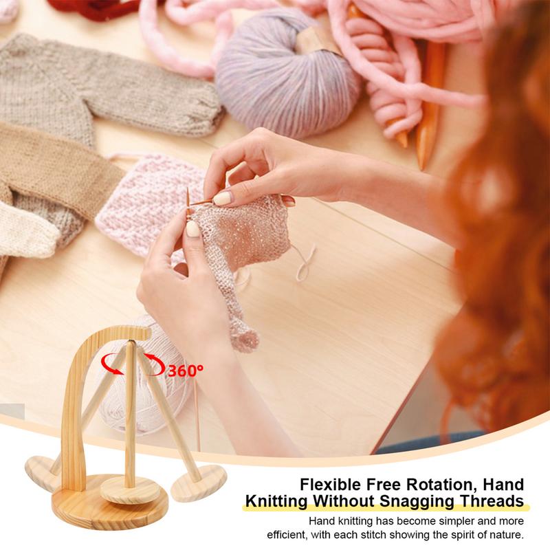 Dreh-Spinner Holz Garnhalter Spinn- Strickwerkzeuge Häkelhalter Drehbar Magnetische Garnspule Wollknäuel Aufwickler