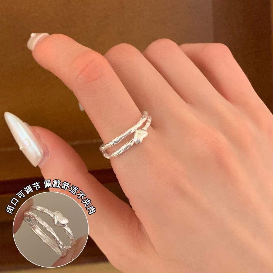 S925 sterling silver geometric ring of the same style, niche design, personalized fashion index finger ring, light luxury, simple and versatile ring.
