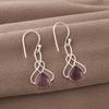 Purple Cat's Eye 925 Sterling Silver Earrings, Handmade Silver Jewelry, Gorgeous Cat's Eye Gemstone Earrings For Gift