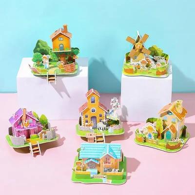 3 KUSY 3D Trojrozměrné Stavebnice Puzzle Model Hračky DIY Ručně vyráběné Papírové Puzzle Stavební Bloky Vzdělávací Hračka Dárky Děti