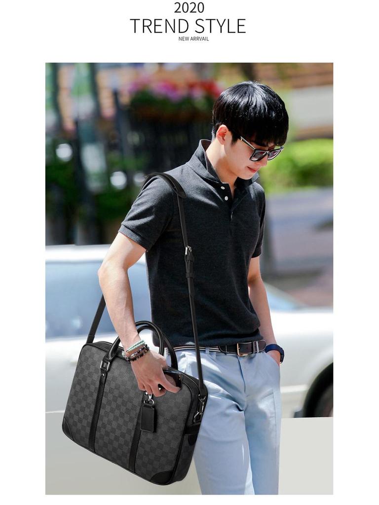 2024 Men's Business Briefcase: European & American Style, Large Capacity, Single Shoulder, Crossbody, Handheld Laptop Bag