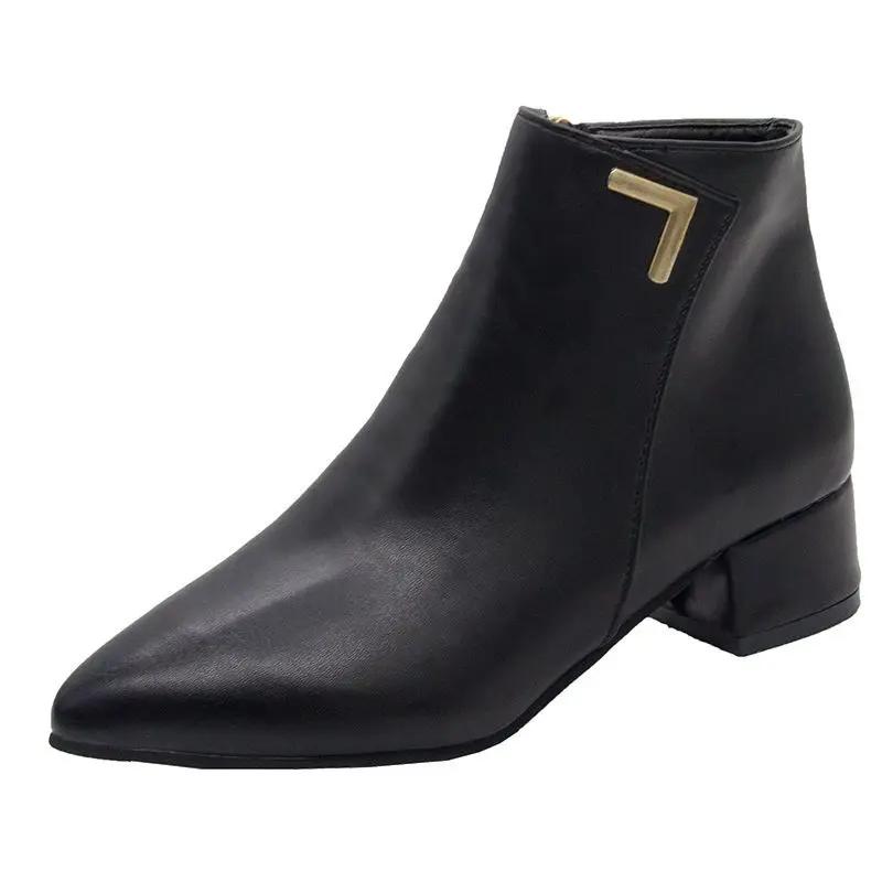 Fashion Female Short Shoes Zip Plain Black Suede High Quality Goth Women's Ankle Boots Comfortable and Elegant On Offer Chic Pu Booties