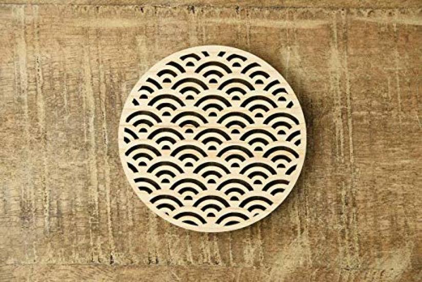 Yamani Brown Coaster, 8.8cm, Kumiko-style Hinoki (Japanese Cypress) Traditional Pattern, 47190253