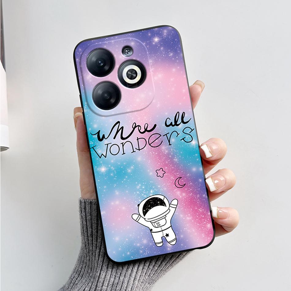 Case For Infinix Smart 8 Back Cover Black Silicon Soft TPU Marble Cover For Infinix Smart 8 X6525 Funda Smart8 Phone Cases Coque