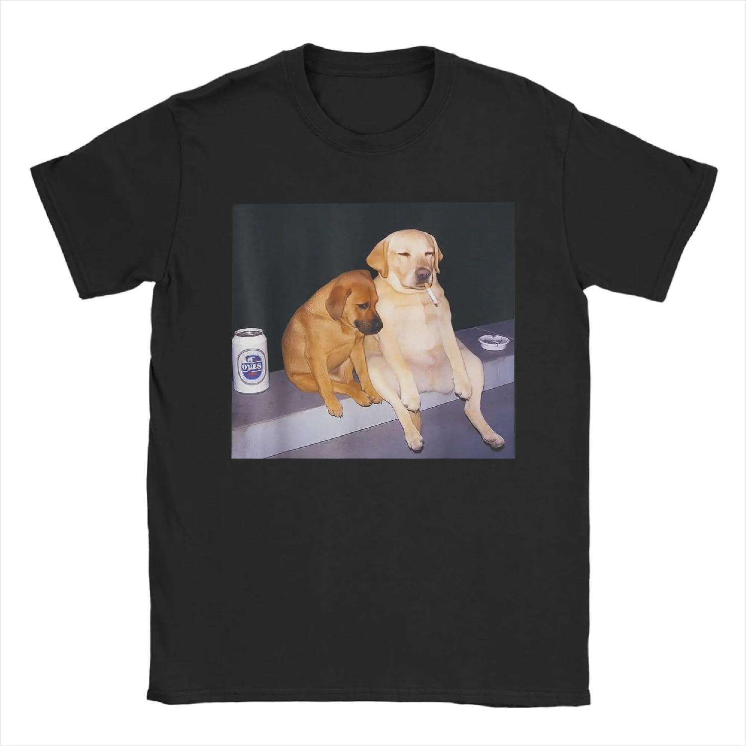 

Funny Smoking Dog Cigarette T Shirt for Men Awesome T-Shirts Crew Neck Dog Gen Z Meme Dog Lovers Tees Short Sleeve Clothes XXXXXL