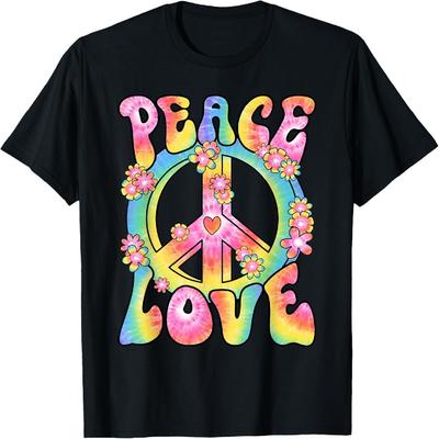 Hippie Kostüm Frieden Liebe 60er 70er Outfit Retro Hippie Kostüm T-Shirt