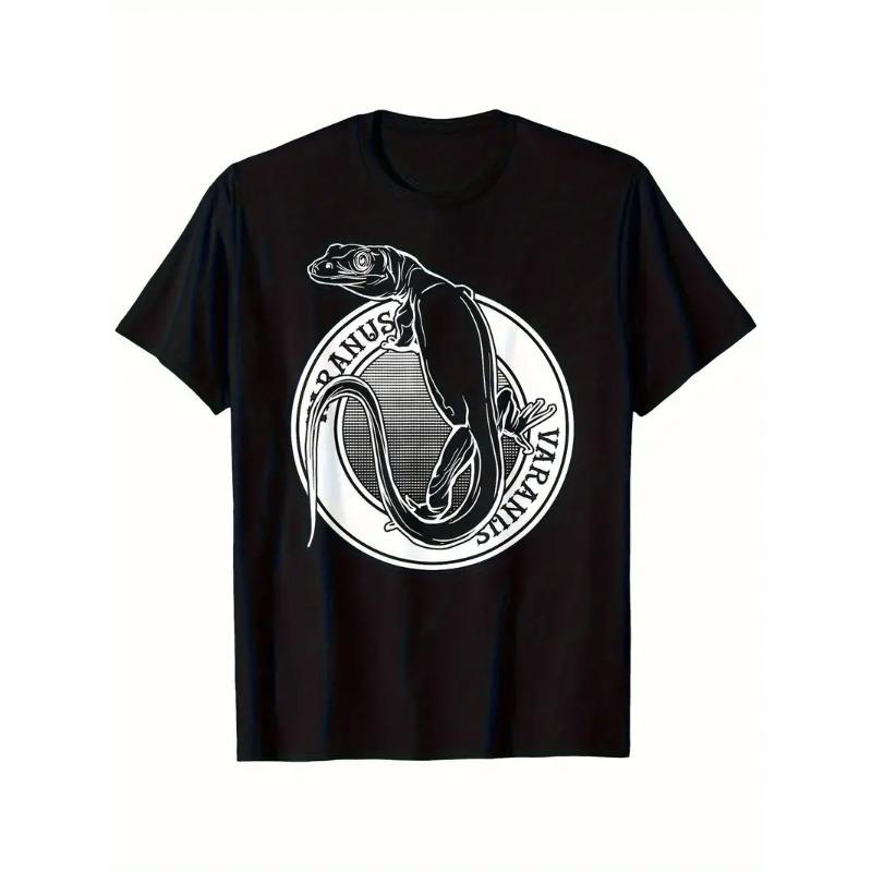 Men's Iguana Dragon Pattern T-shirt Design O Neck Short Sleeved Shirt Breathable Cotton Top 4XL Crawler Enthusiast Casual Outdoor Wear Casual Outfit