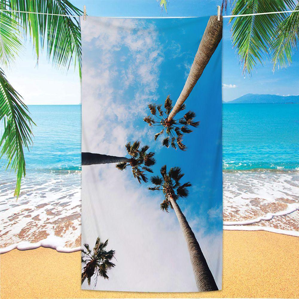 Coconut Palm Trees Beach Towel Microfiber Tropical Beach Beach Towels for Travel Quick Dry Super Absorbent Sand Proof Bath Towel