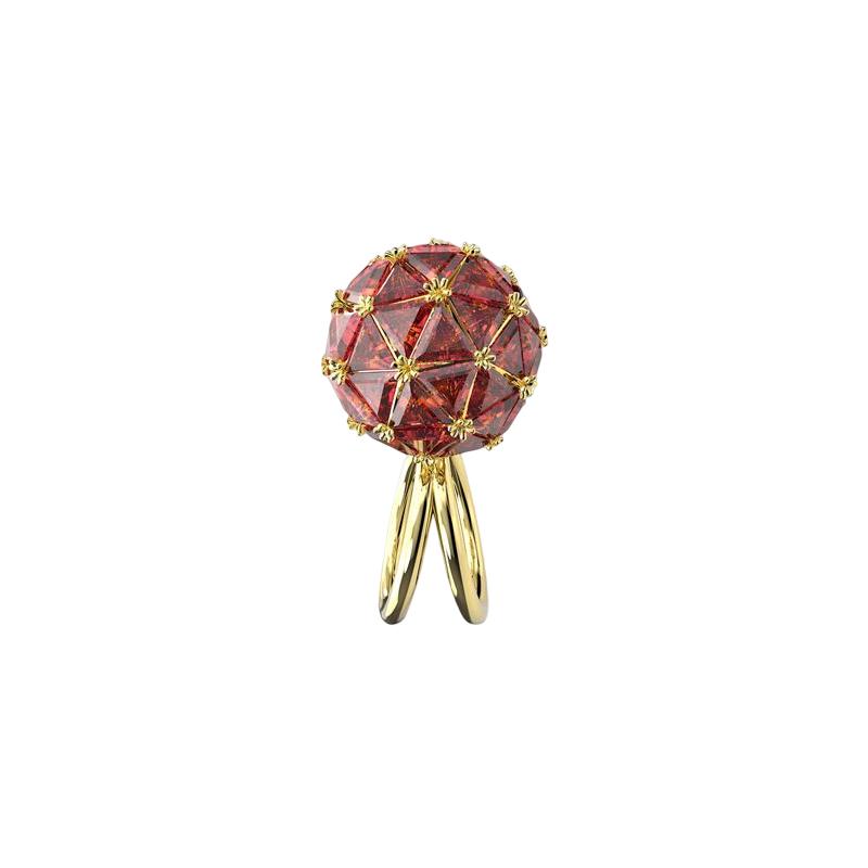 Swarovski Curiosa Crystal Embellished Double Ball Gold Plated Ring Women s red/gold 50