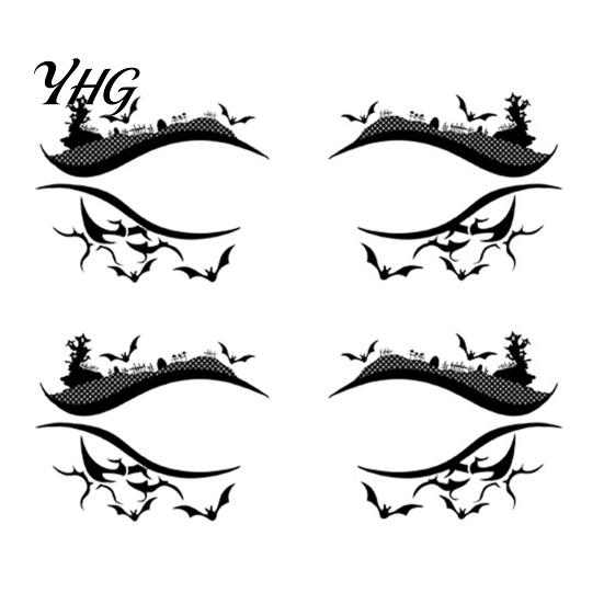 Waterproof Cosplay Makeup Transfers 2 Pairs Halloween Eye Tattoo Stickers, Temporary Face Decals with Quick Art for Novices Pumpkin Bat Spider
