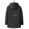 Men's Black Gold Mid-Length Winter Jacket - Thickened, Velvet-Lined, Loose-Fit Dad's Wear