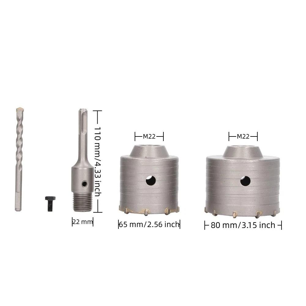 5pcs 65mm 80mm Wall Drill Bit YG8 Alloy Masonry Hole Saw Durable Cement Hole Saw For Masonry