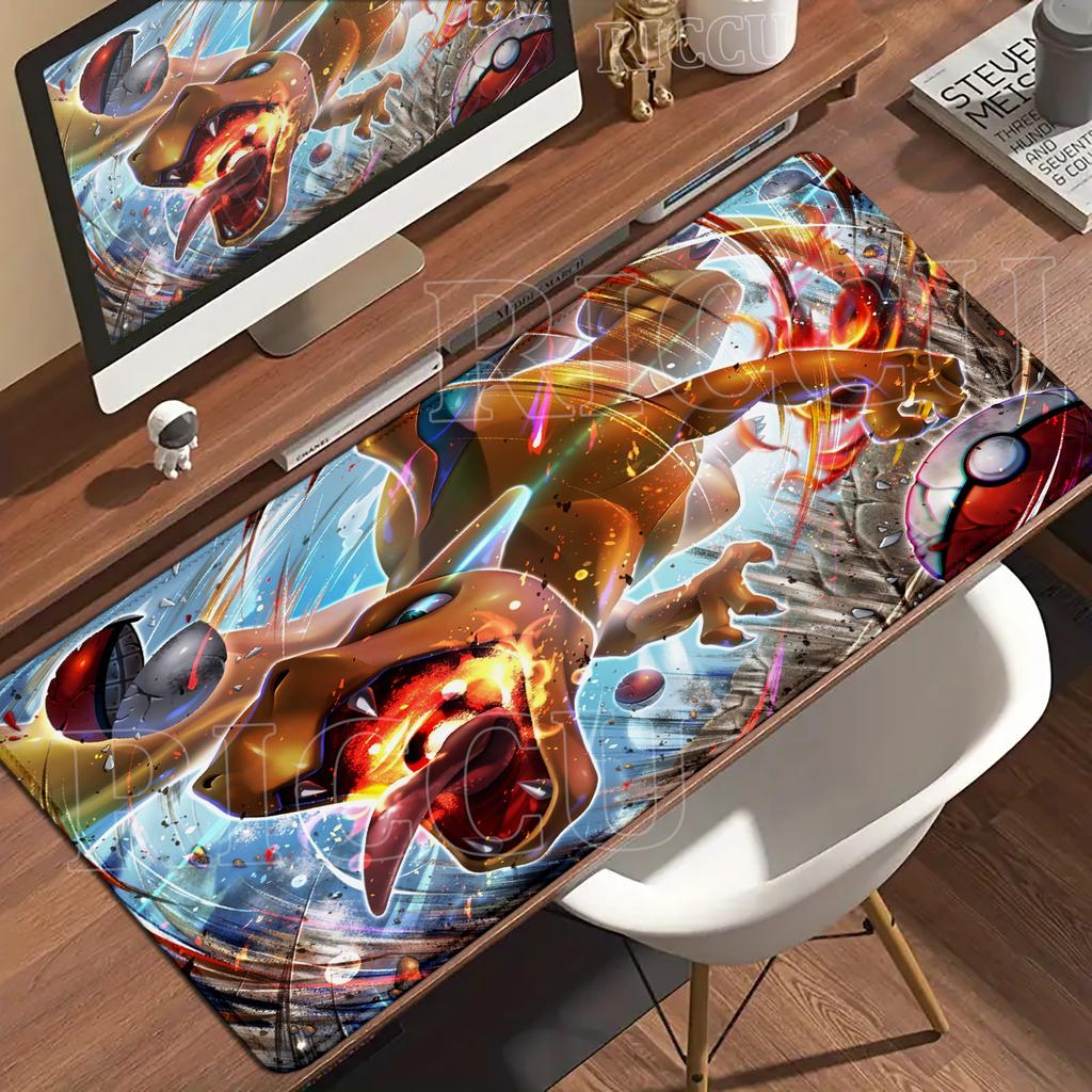 Gaming Large Mouse Pad Anime Pokemon Charizard Desk Mat E-Sports Keyboard Mousepad Office Extended Table Pad PC Accessories Rug
