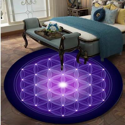 Purple Life Flower Pattern Area Rug Round Floor Mat Living Room Carpet Bathroom Kitchen Rug Doormat
