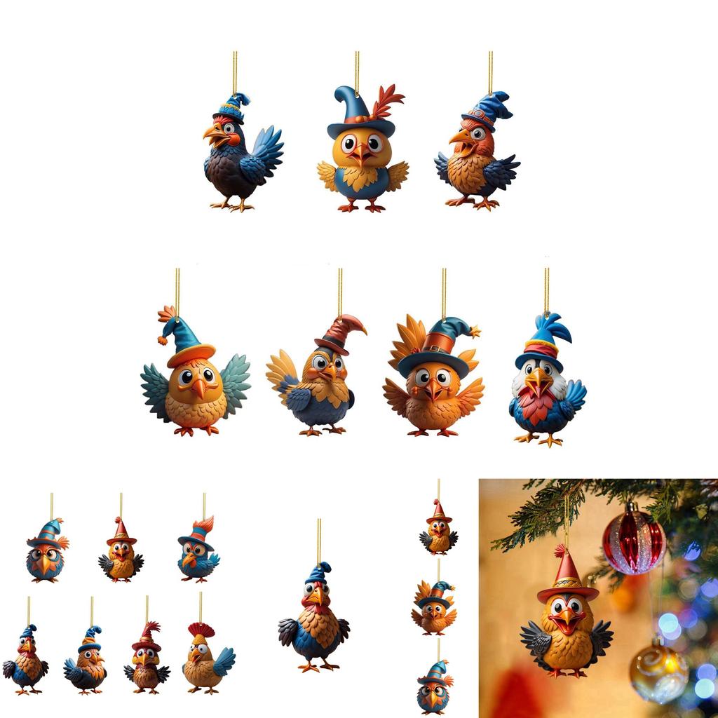 Colorful Acrylic Turkey Car Ornament Festive Christmas Tree Decoration For Home