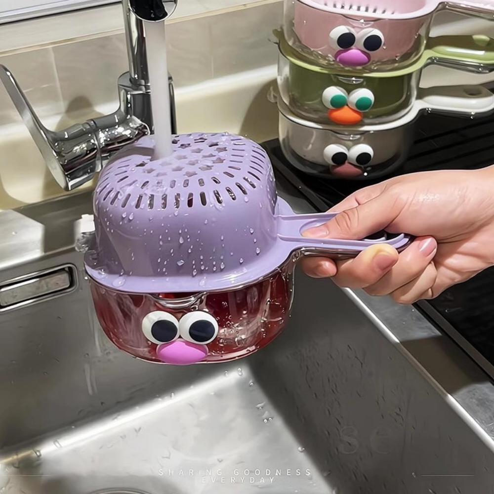 Multifunctional Double-Layer Drainage Basket Draining Bowl Vegetable Washing Basin Fruit Washing Basket Mini Blueberry