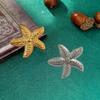 Ocean Animal Starfish Brooch Women Girls Metal Badge Beach Vacation Accessories Gift