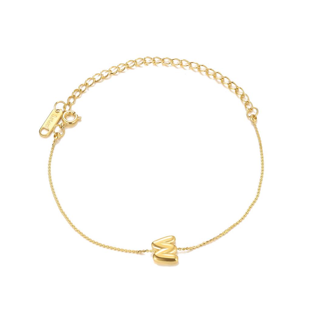 Mini Cute 3D Initials Bubble Letter Chain Bracelet For Women New Gold Color Stainless Steel Waterproof Elegant Christmas Jewelry