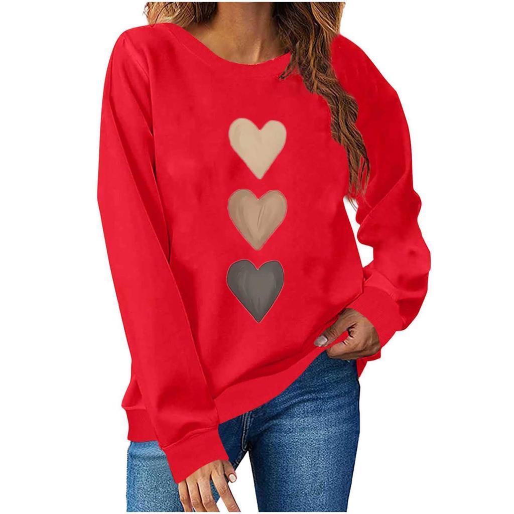 Women's Casual Fashion Valentine's Day Print Long Sleeve O,Neck Sweatshirts Pullover Top