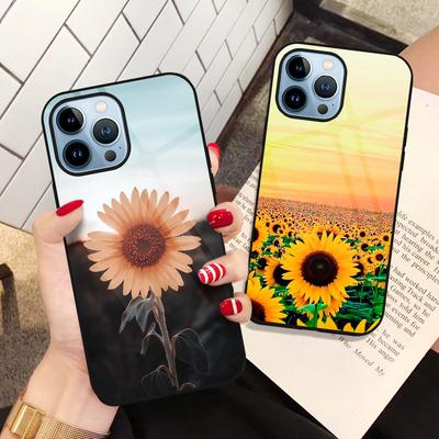 Sunflower Flowers Floral Phone Case For Iphone 14 13 11 12 Pro Max Mini Xs Xr X 7 8 6s Plus Se 2022 Tempered Glass Cover Coque